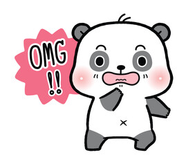 Cute Little Panda Shock and surprise reactions, flat cartoon style.