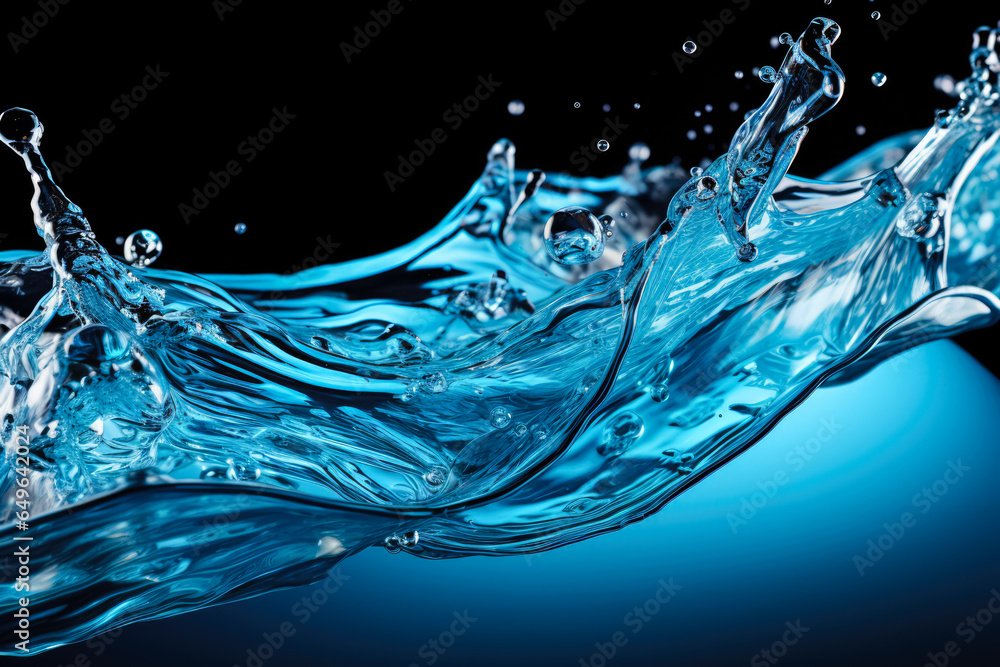 Poster close-up of water drop splash captured in macro photography isolated on a white background