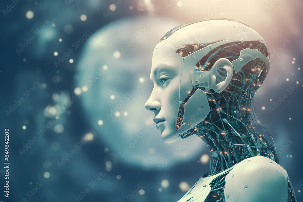 Aufkleber ai humanoid robot,artificial intelligence or machine learning concepts.png, ai humanoid robot,artifi