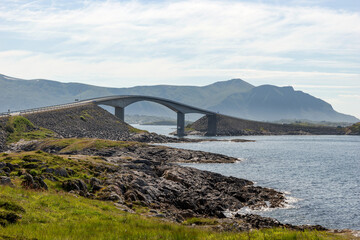 Famous road in Norway. Norwegian atlantic road bridge - Storseisundbrua