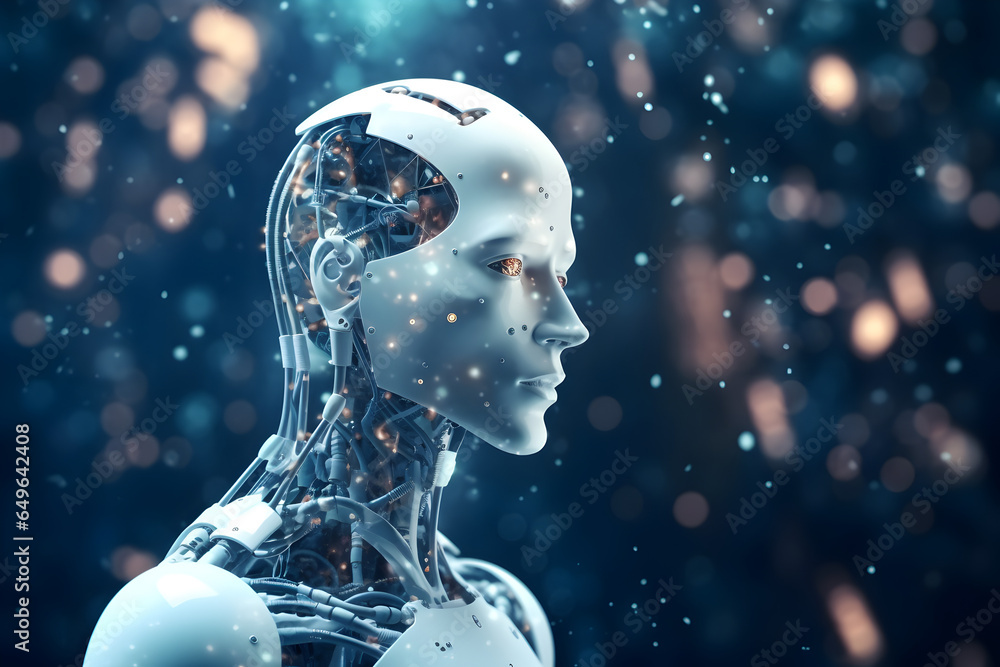 Aufkleber ai humanoid robot,artificial intelligence or machine learning concepts.png, ai humanoid robot,artifi