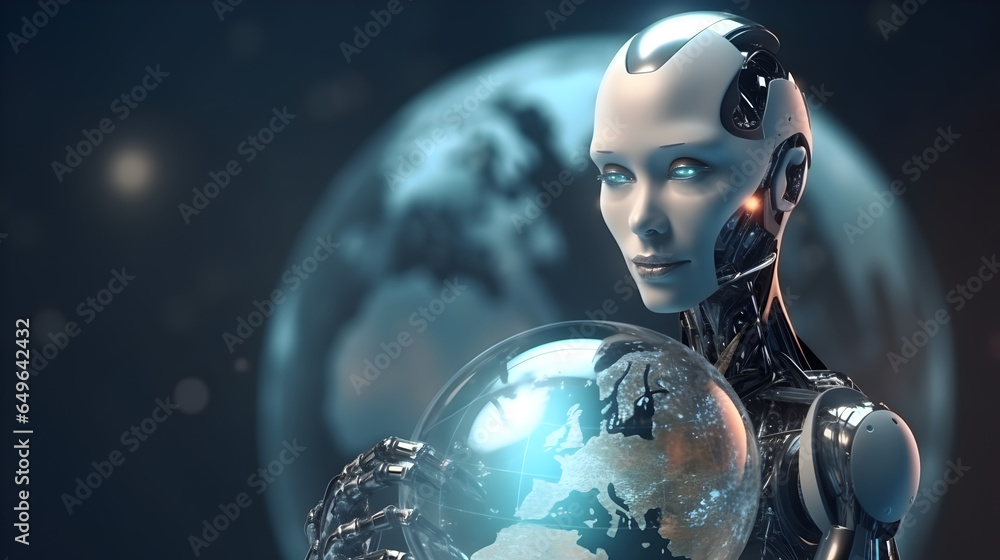 Aufkleber ai humanoid robot,artificial intelligence or machine learning concepts.png, ai humanoid robot,artifi