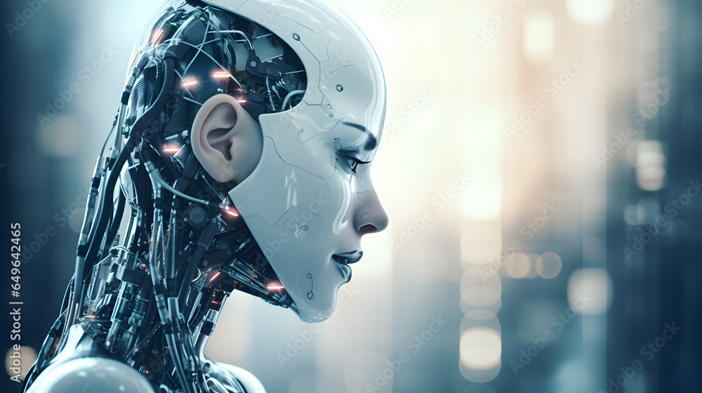 Aufkleber ai humanoid robot,artificial intelligence or machine learning concepts.png, ai humanoid robot,artifi