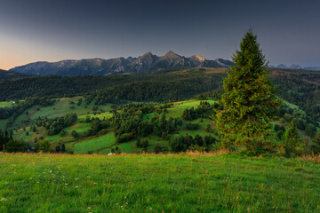 The Belianske Tatras before the sunrise,Osturnia. Slovakia