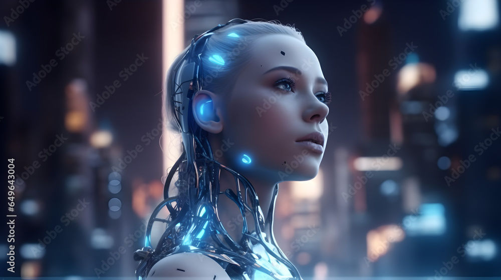 Aufkleber ai humanoid robot,artificial intelligence or machine learning concepts.png, ai humanoid robot,artifi