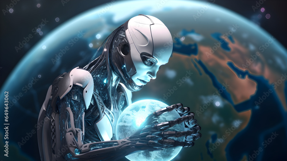 Aufkleber ai humanoid robot,artificial intelligence or machine learning concepts.png, ai humanoid robot,artifi