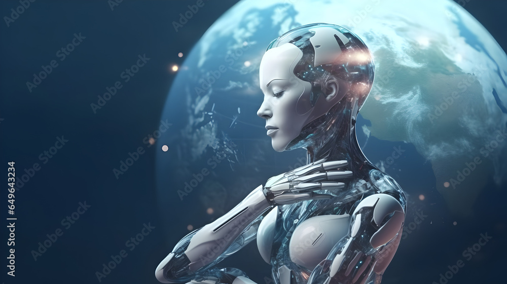 Aufkleber ai humanoid robot,artificial intelligence or machine learning concepts.png, ai humanoid robot,artifi