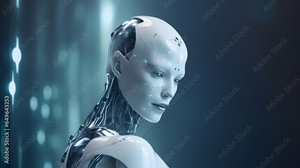 Aufkleber ai humanoid robot,artificial intelligence or machine learning concepts.png, ai humanoid robot,artifi