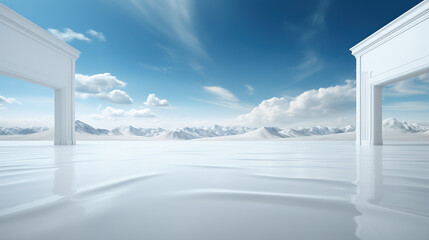 Abstract white surreal landscape wallpaper. AI