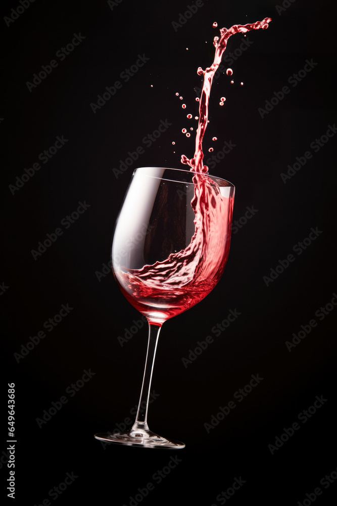 Poster wine pour and splash frozen in time background with empty space for text