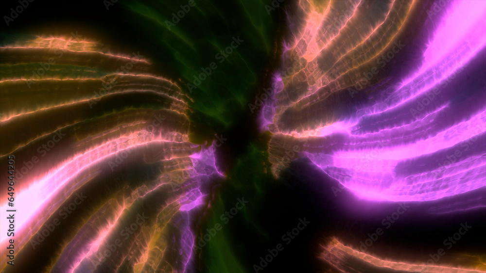 Poster shiny lines diverging in different directions. motion. black background with white stripes in abstra