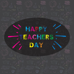 Happy Teacher's Day. School doodles Supplies Sketchy background, composition.  Vector Illustration