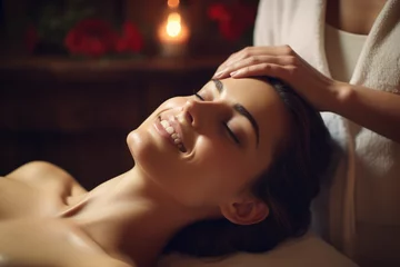 Zelfklevend Fotobehang Massagesalon woman receiving a massage at a spa