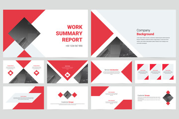 Red modern geometric company generic slide presentation template