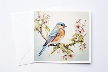 spring easter greetings card image with cute bird, ai tools generated image