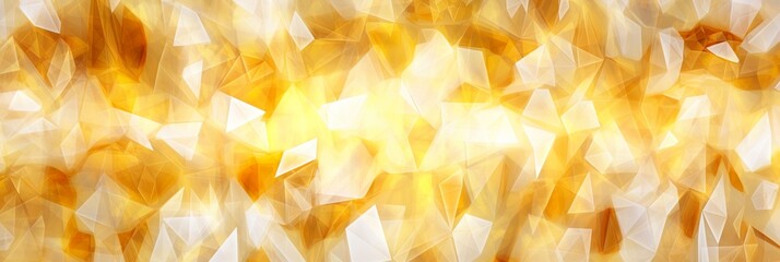 Irregular triangles, shapes, polymorphs in gold, white and pale silver. Luxury shades. Abstract card, banner. Festive background.
