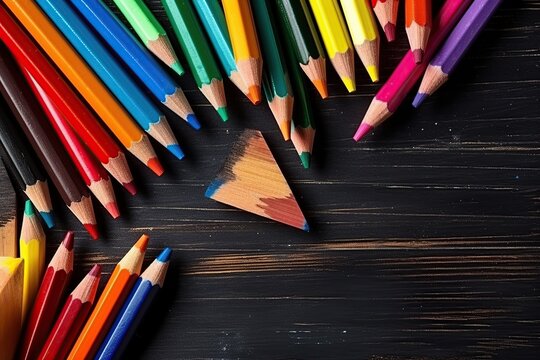 colorful chalk on the blackboard, drawing, back to school background