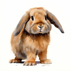 Watercolor Dutch lop-eared rabbit close-up, Dutch rabbit, lop-eared rabbit, rabbit watercolor clipart, cute rabbit for Easter, rabbit clipart for children, handbook material - obrazy, fototapety, plakaty