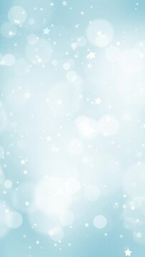 Magical festive silver blue winter bokeh sky background with flickering stars animation background. Concept holidays new year and christmas. Seamless looping.