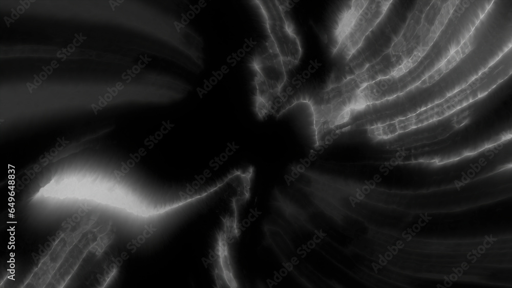 Poster shiny lines diverging in different directions. motion. black background with white stripes in abstra