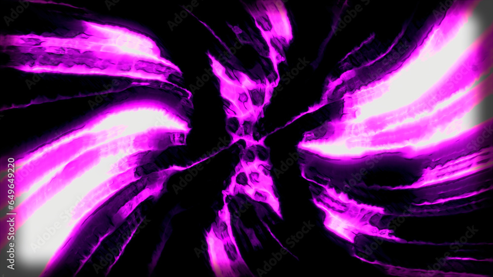 Poster dark background with a deep portal. motion. green and purple tunnel in 3d format that moves deeper.