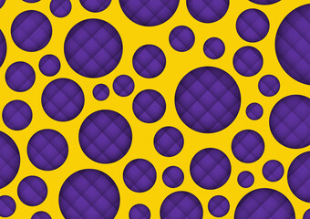 Abstract yellow circle purple layer cheese random decoration background