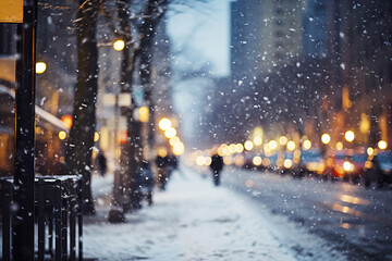 city street in winter, covered by snow - Powered by Adobe