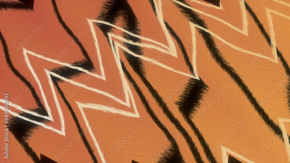 Poster orange bright background. motion. colorful geometric patterns made in animation move and sparkle.