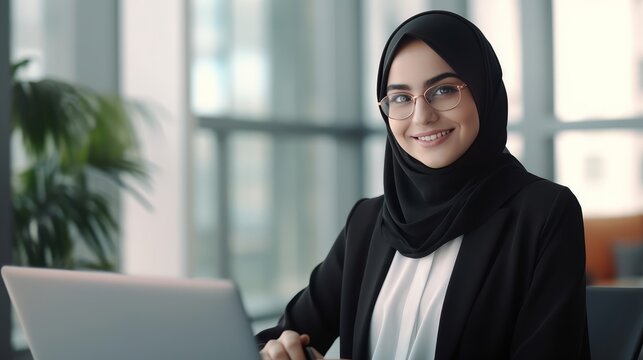 Portrait of a successful muslim business woman wearing hijab
