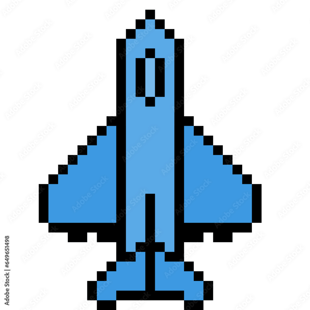 Sticker plane pixel art color outline icon