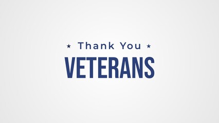 Thank You Veterans greeting card with two stars. Isolated on a white background. Lettering typography. 