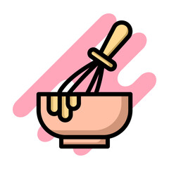 flat design illustration of food bowls and stirrers suitable for complementary design elements