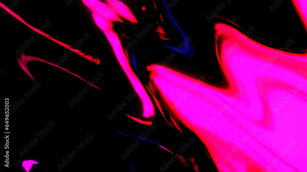 Poster Neon bright patterns. Motion. Blurring blots in the animation that spread out in different directions.