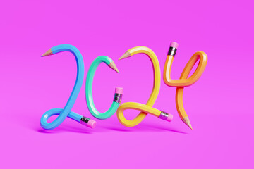 2024 sign with colored pencils