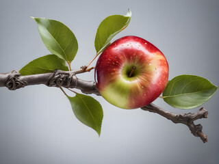 The apples growing on the branches are rich and colorful.