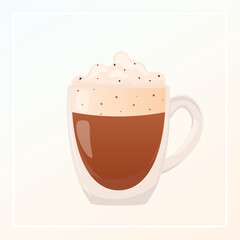 A cup of coffee with milk and foam. Isolated cartoon vector illustration.