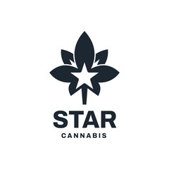 Cannabis Star Logo Vector Icon Illustration