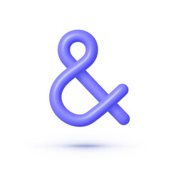 Ampersand 3d, great design for any purposes. Design element. Modern vector illustration