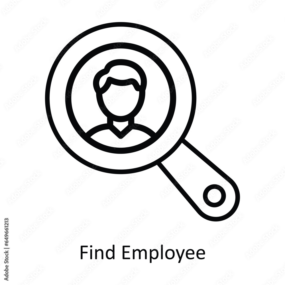Poster find employee vector outline icon design illustration. human resources symbol on white background ep