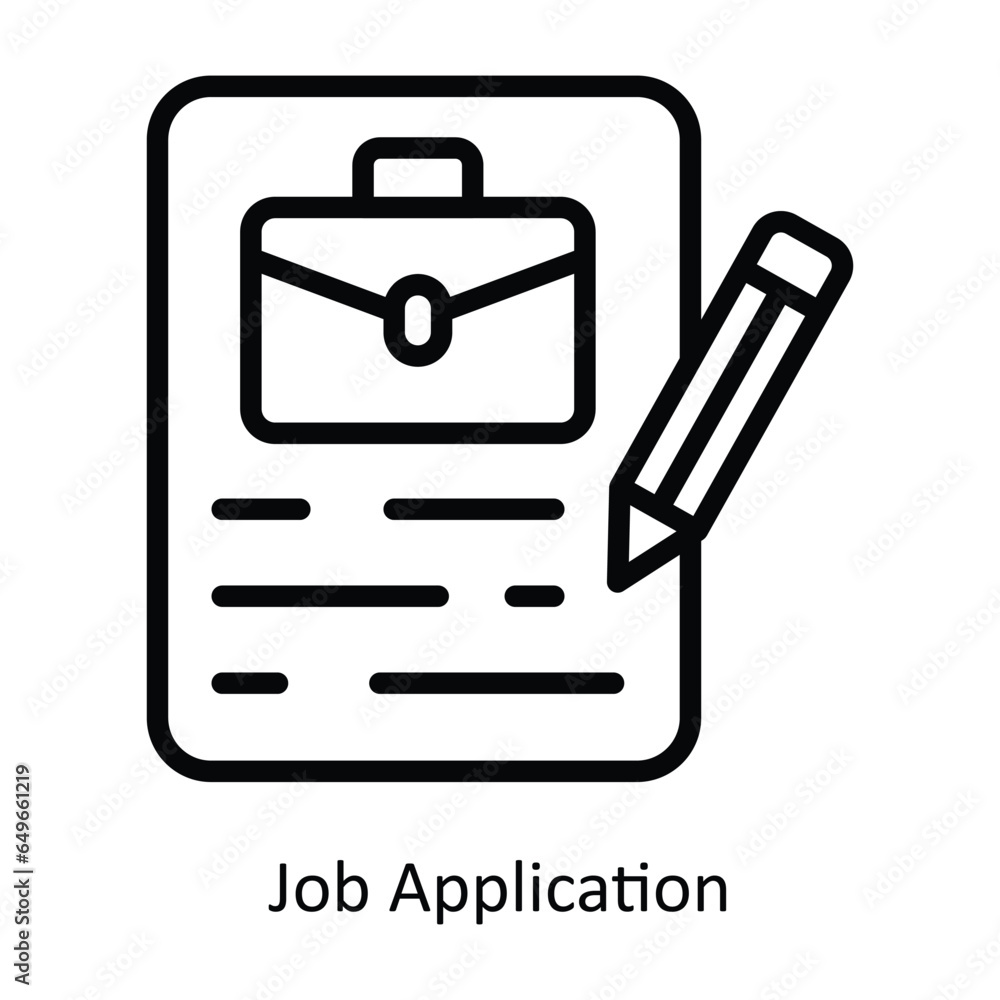 Poster job application vector outline icon design illustration. human resources symbol on white background 