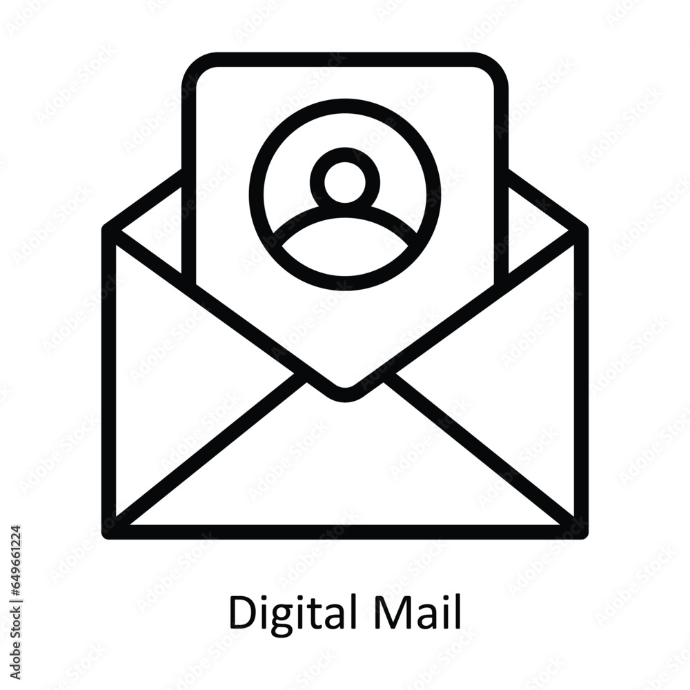 Poster digital mail vector outline icon design illustration. human resources symbol on white background eps