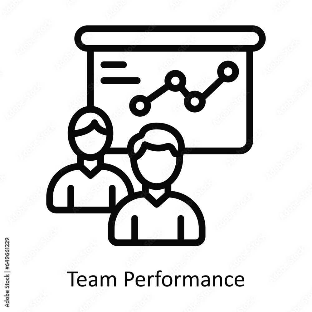 Poster team performance vector outline icon design illustration. human resources symbol on white background