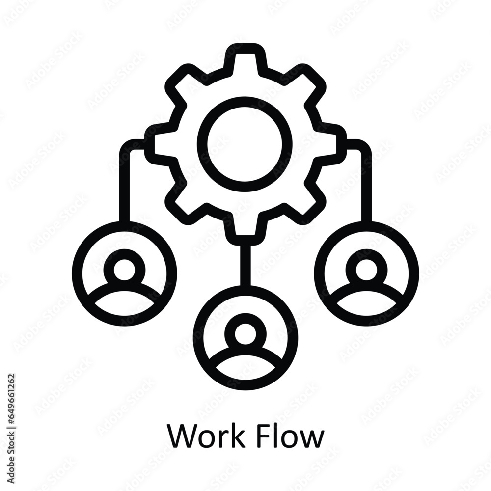 Poster work flow vector outline icon design illustration. human resources symbol on white background eps 10