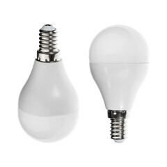 LED light bulb isolated on white background. Energy saving LED lamp. Modern LED lamp isolated, ECO energy concept