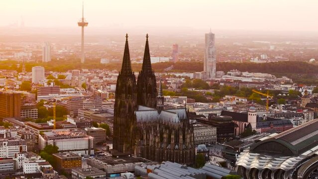 Cologne Skyline Aerial Footage