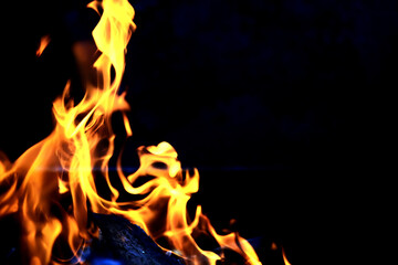 Fototapeta premium Background of the flame in the oven. Tongues of fire in a fireplace. Fire texture.
