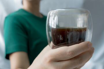 Hands holding a black coffee cup, Coffee cup for coffee lover, Morning coffee photography