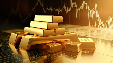 gold bars on chart background