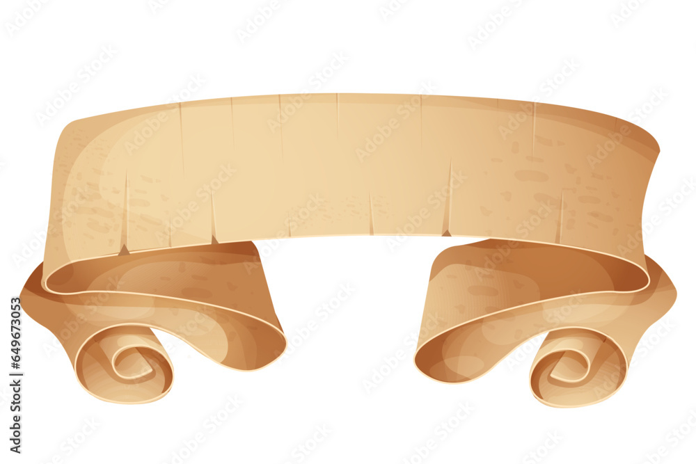 Canvas Prints parchment paper scroll ribbon, old vintage banner game ui element in cartoon style isolated on white