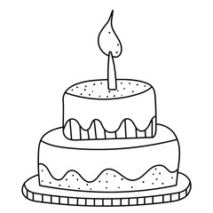 cake in doodle style on white background, vector